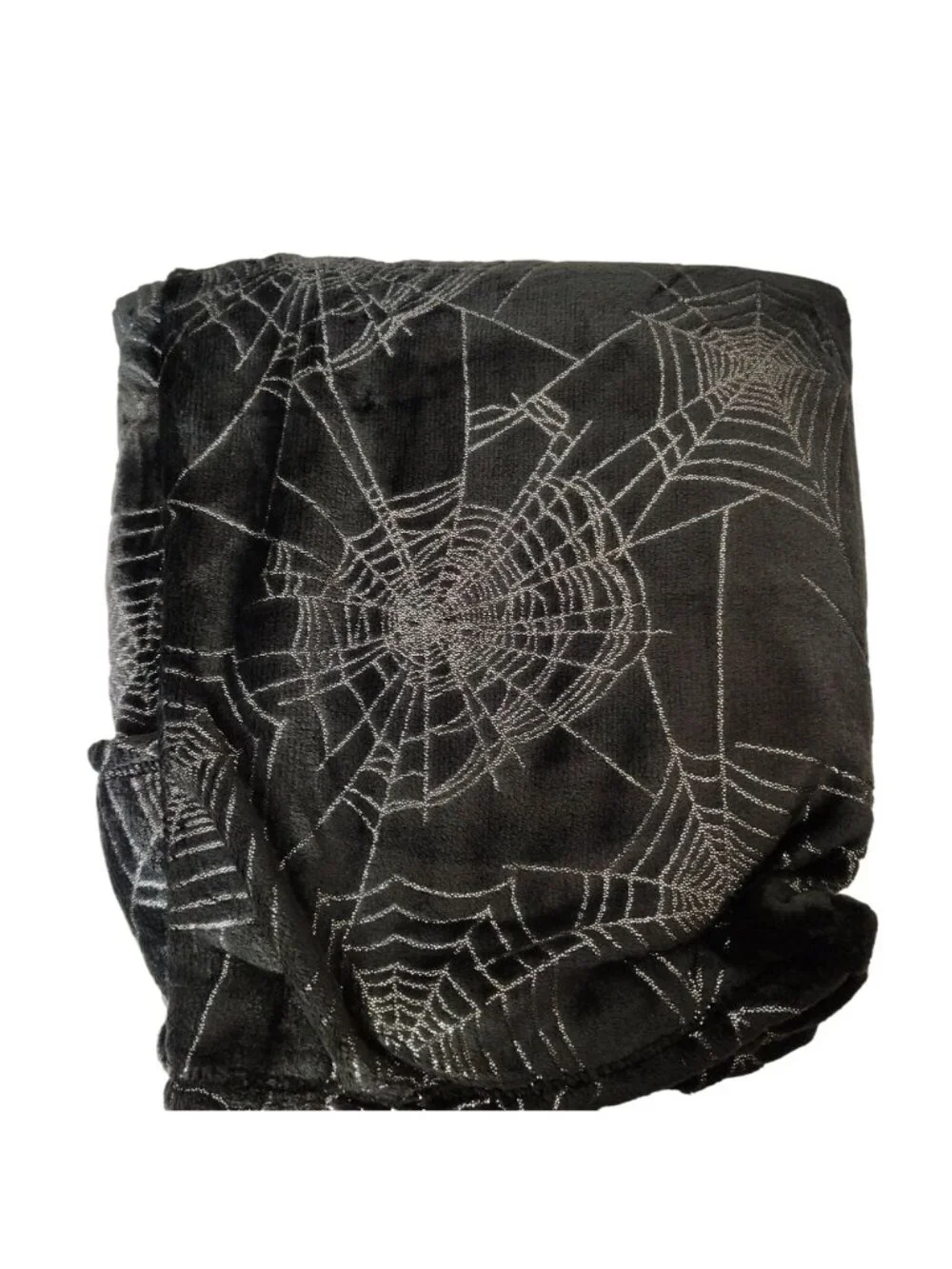 Halloween Velvet Plush Throw Blanket With Silver Spiderweb Design 50x60 inches